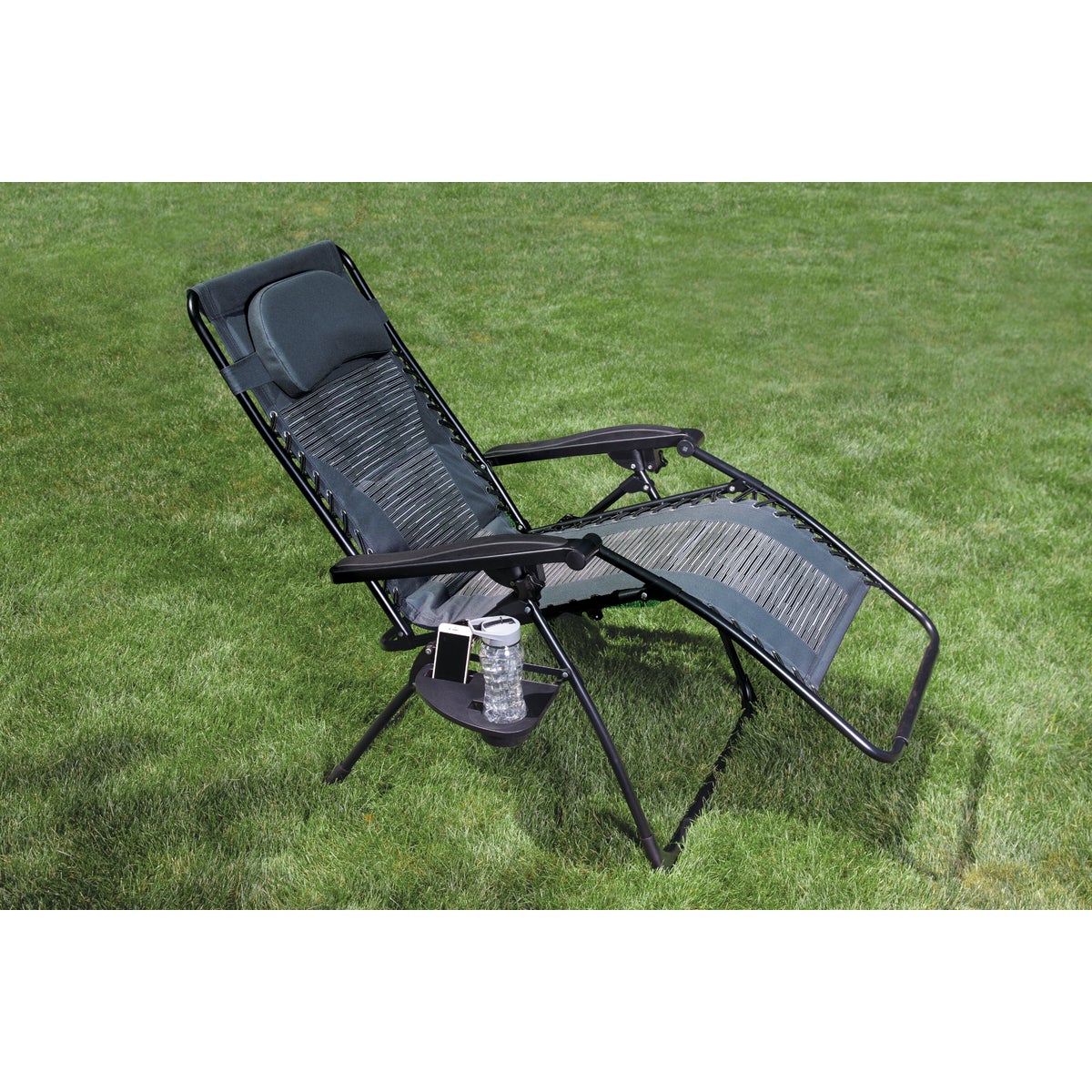Outdoor Expressions Zero Gravity Deluxe Relaxer Gray Padded Chair with Cup Holder Image 5