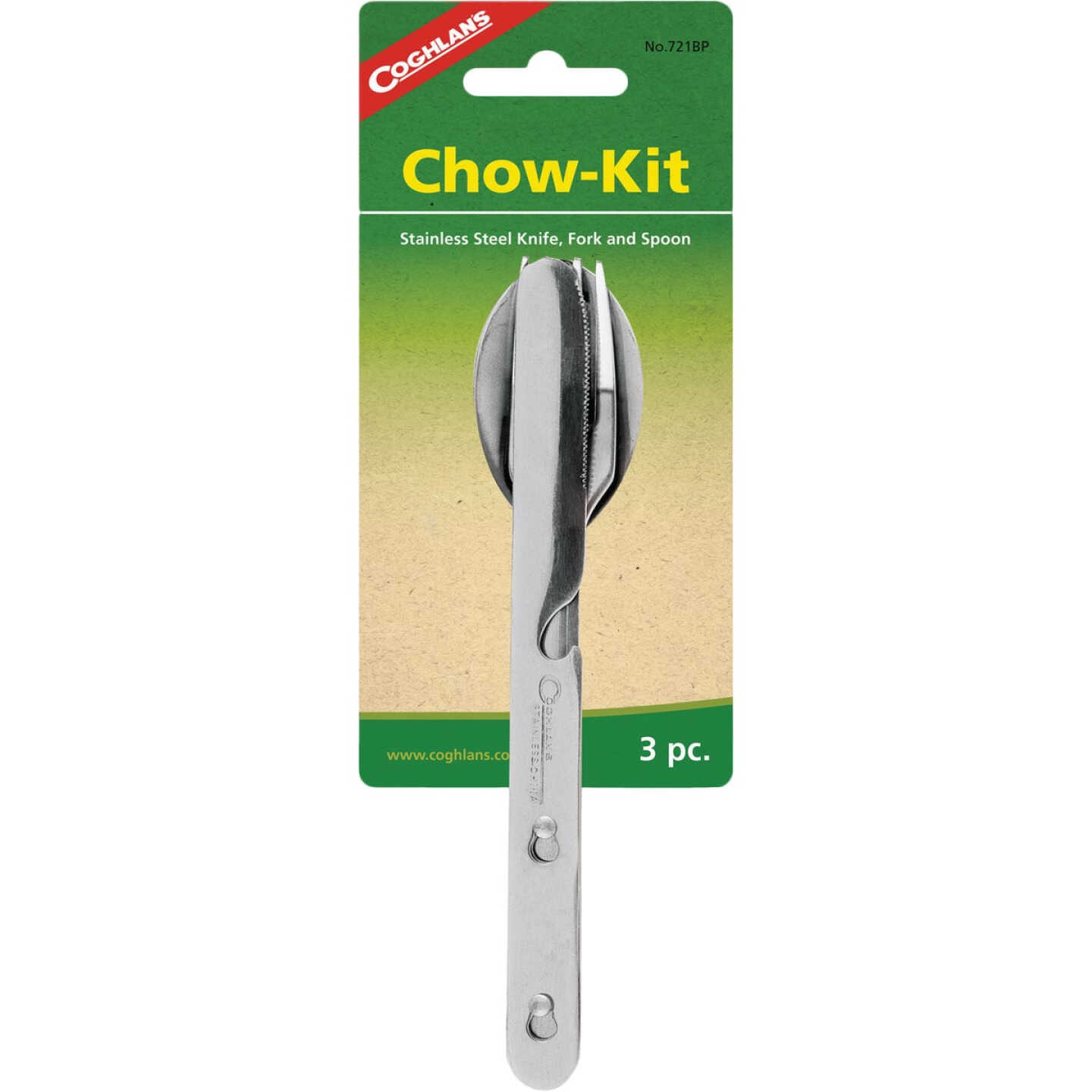 Coghlans 3-Piece Stainless Steel Knife, Fork, & Spoon Chow Kit Image 1