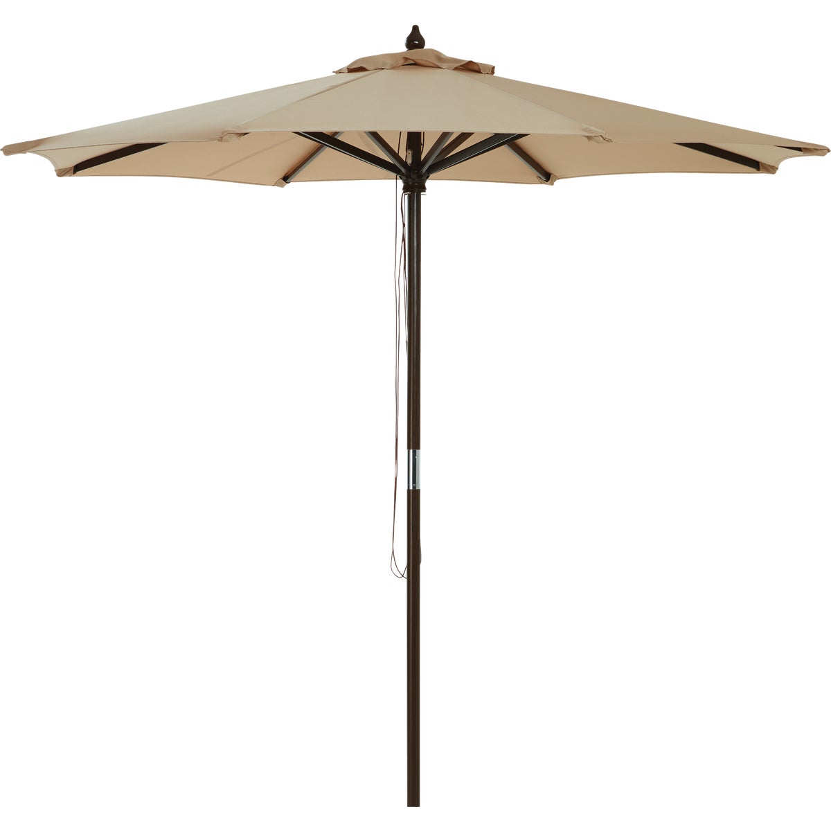 Outdoor Expressions 7.5 Ft. Pulley Tan Market Patio Umbrella with Chrome Plated Hardware Image 1