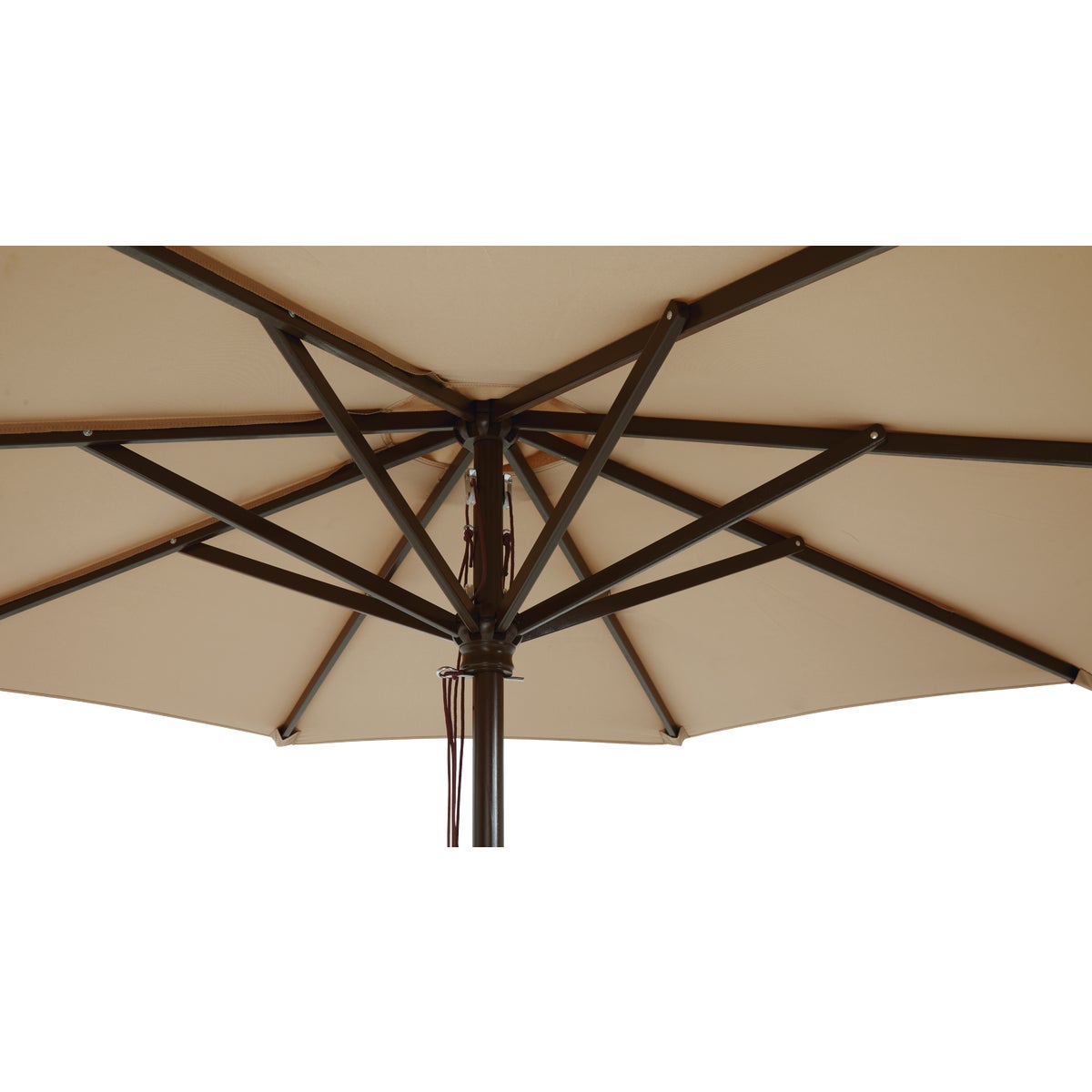 Outdoor Expressions 7.5 Ft. Pulley Tan Market Patio Umbrella with Chrome Plated Hardware Image 6