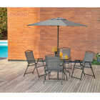 Outdoor Expressions 6-Piece Sling Dining Set with Umbrella Image 4