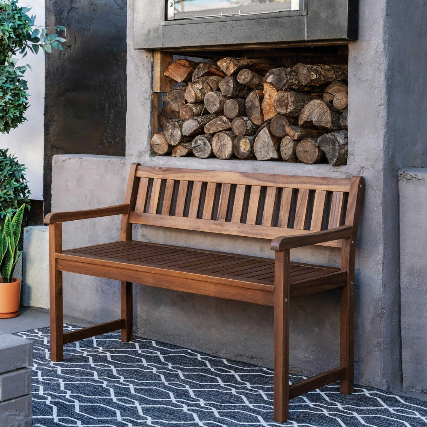 Linon Catalan 45 In. Wood Outdoor Bench Image 3