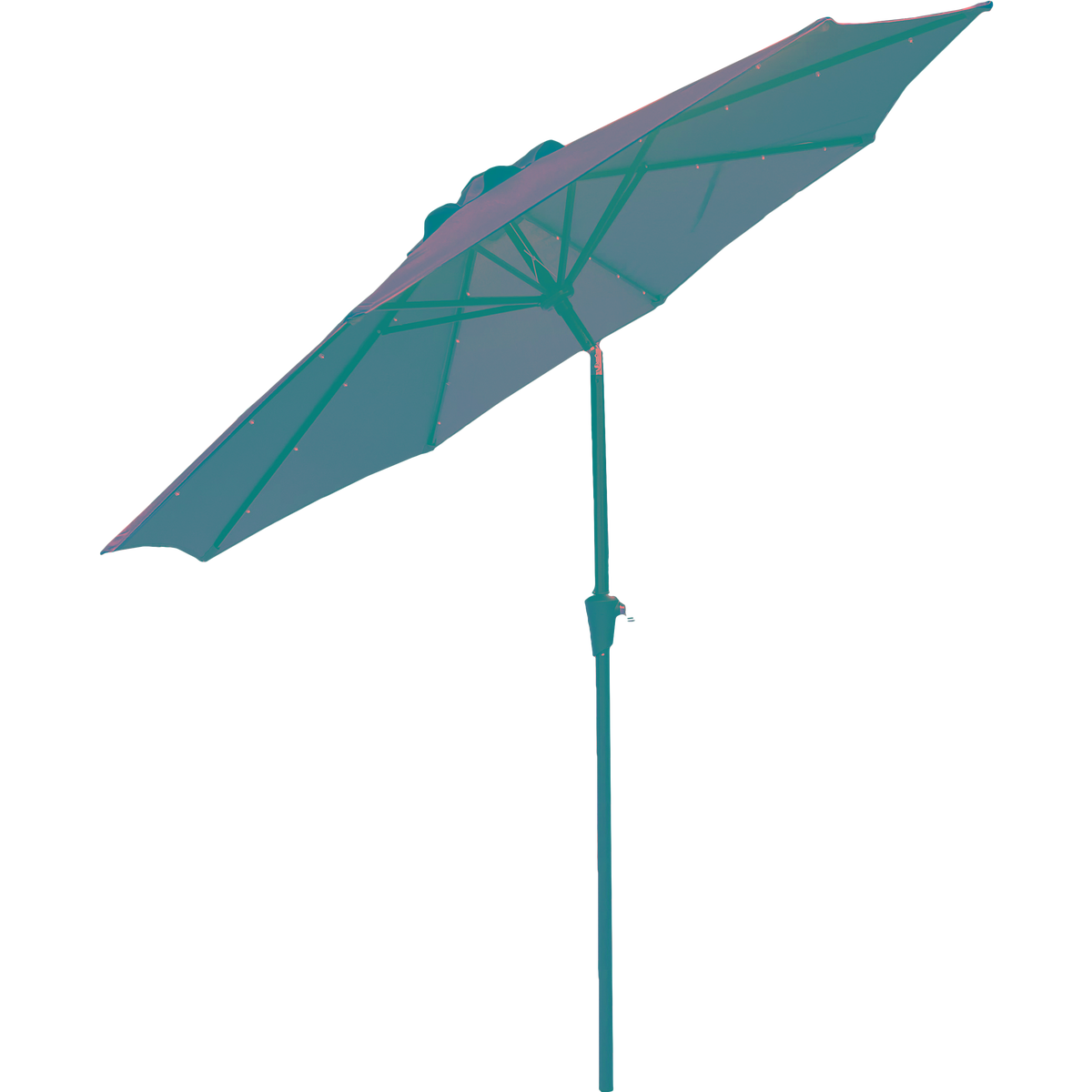 Outdoor Expressions 9 Ft. Aluminum Tilt/Crank Heather Green Patio Umbrella with Solar LED Lights Image 1