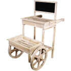 Alpine Natural Distressed Chinese Fir 34 In. H. 2-Tiered Garden Cart Plant Stand Image 1