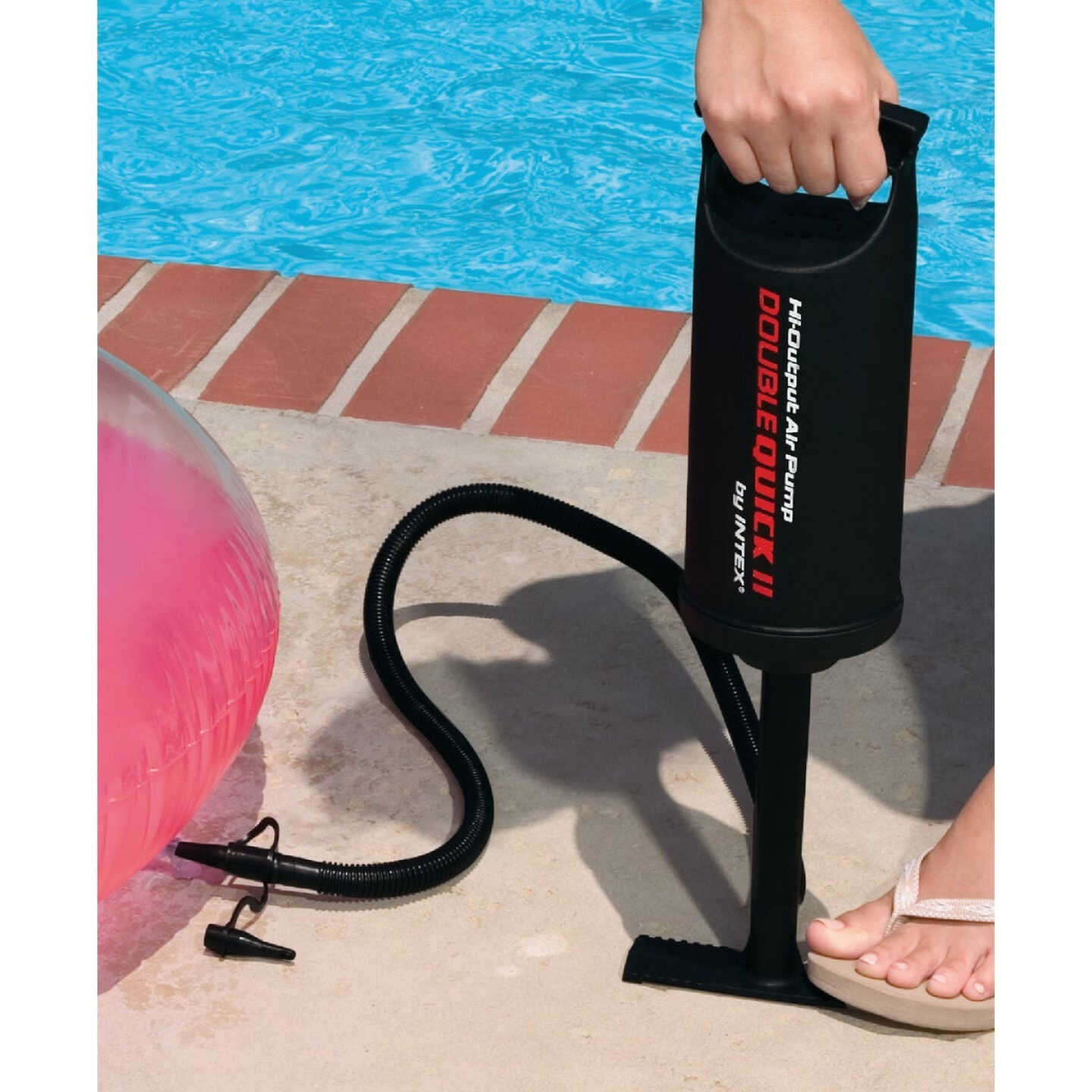 Intex High Output Air Hand Pump, 14 In., 3 Nozzles Included Image 1