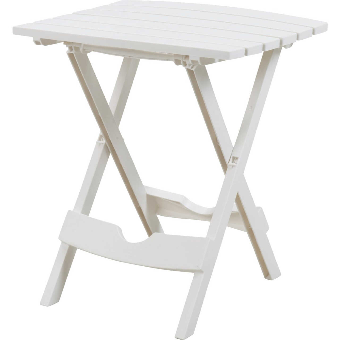 Adams Quik-Fold White 15 In. x 17.5 In. Rectangle Resin Folding Side Table Image 1