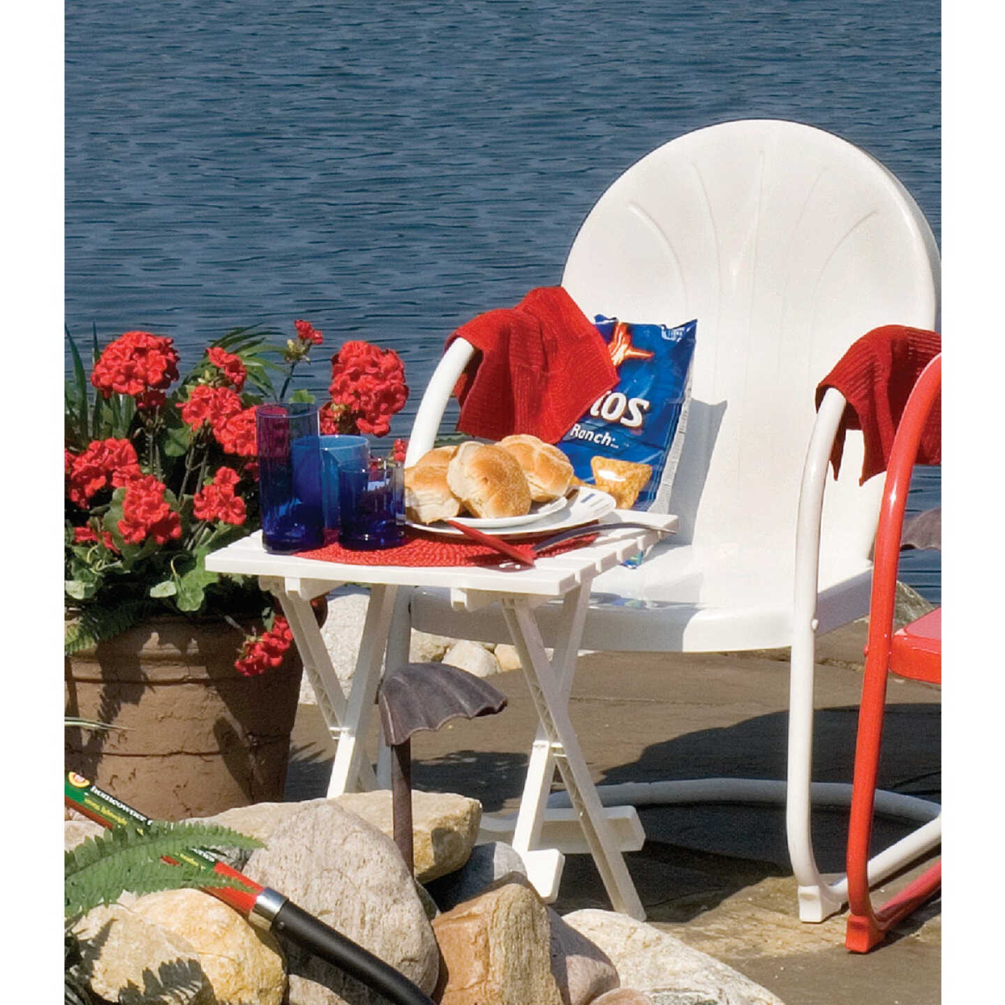 Adams Quik-Fold White 15 In. x 17.5 In. Rectangle Resin Folding Side Table Image 2