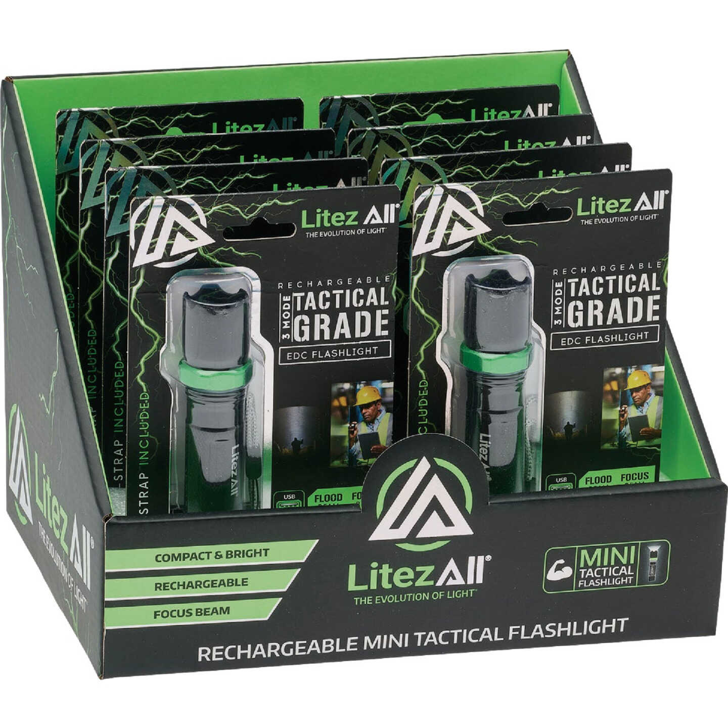 LitezAll LED Aluminum 60 Lm. Mini Tactical Rechargeable Flashlight Image 1