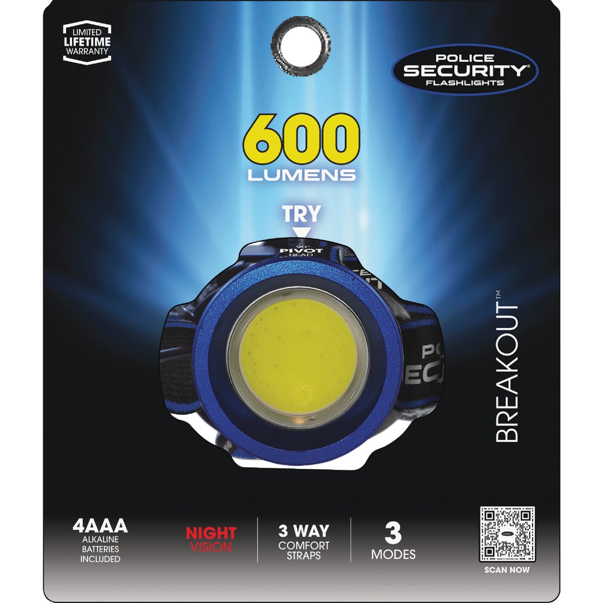 Police Security Breakout 600 Lm. 4AAA COB LED Headlamp Image 5