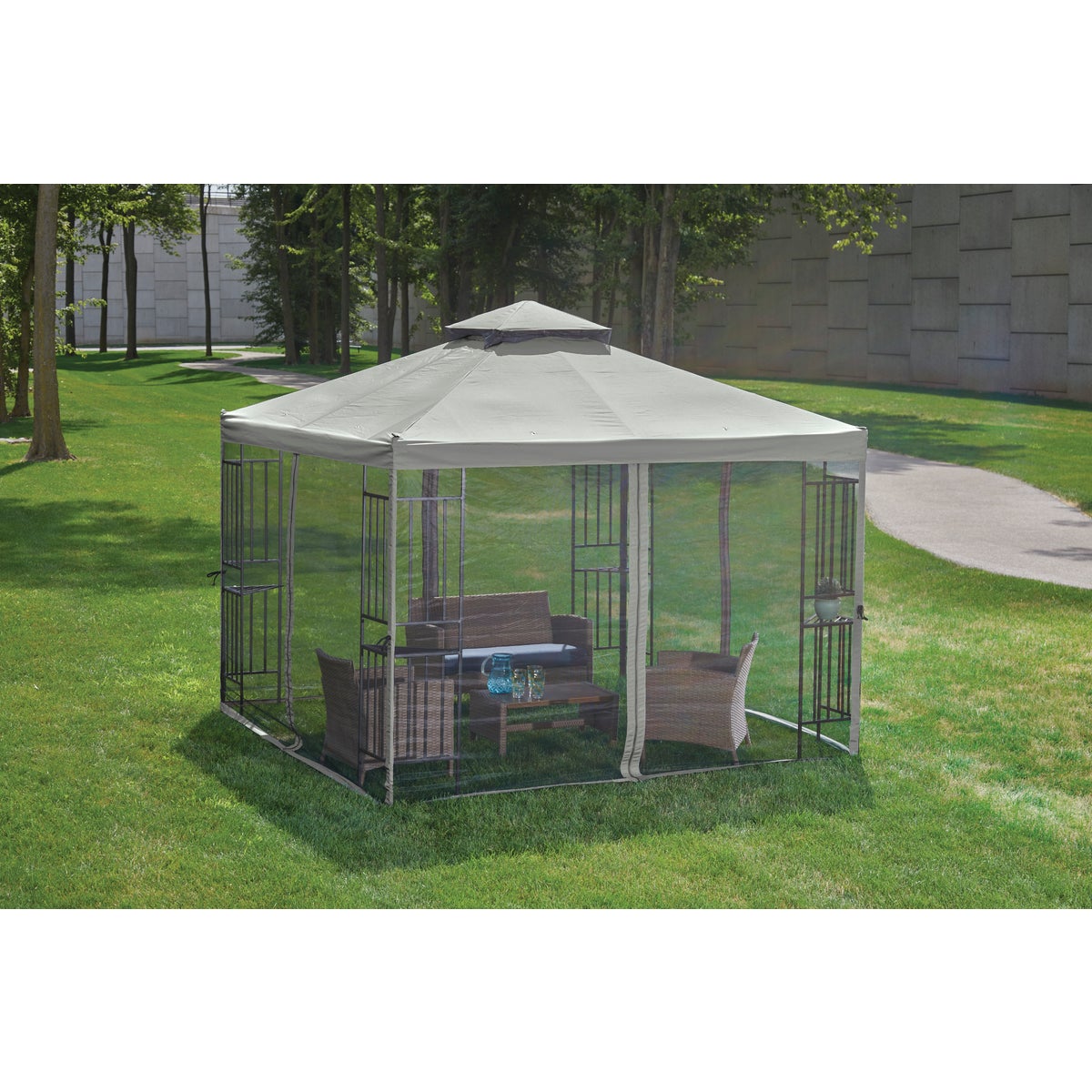 Outdoor Expressions 10 Ft. x 10 Ft. Gray & Matte Black Steel Gazebo Image 5