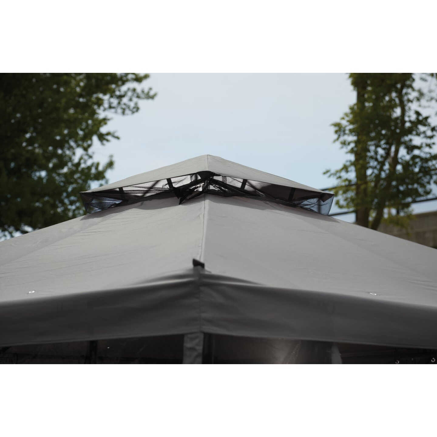 Outdoor Expressions 10 Ft. x 10 Ft. Gray & Matte Black Steel Gazebo Image 9