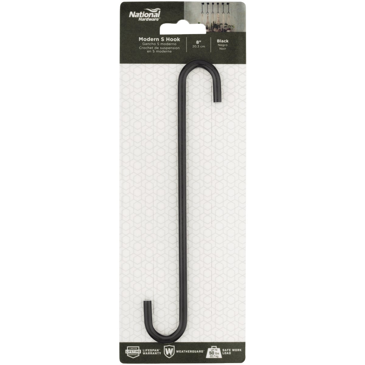 National Hardware 8 In. Black Steel Modern Large S-Hook Plant Hanger Image 3