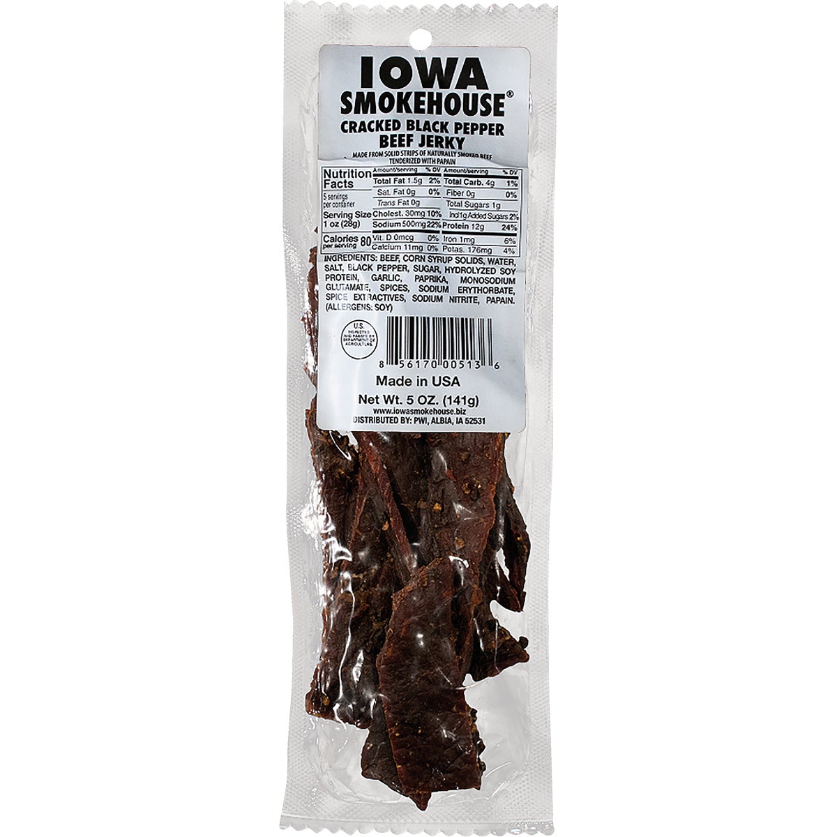 Iowa Smokehouse 5 Oz. Cracked Black Pepper Beef Jerky Image 1