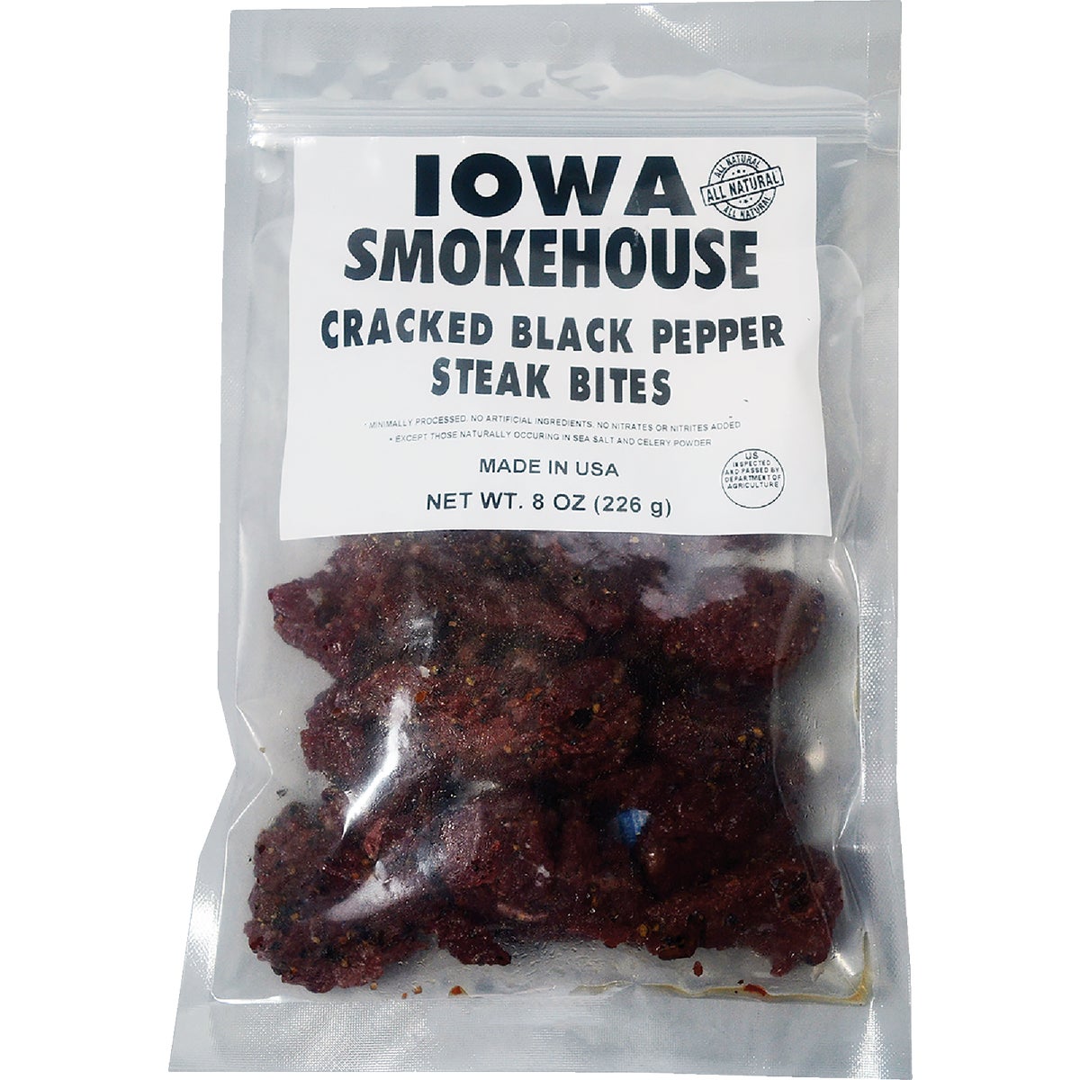 Iowa Smokehouse 8 Oz. Cracked Black Pepper Steak Bites Jerky