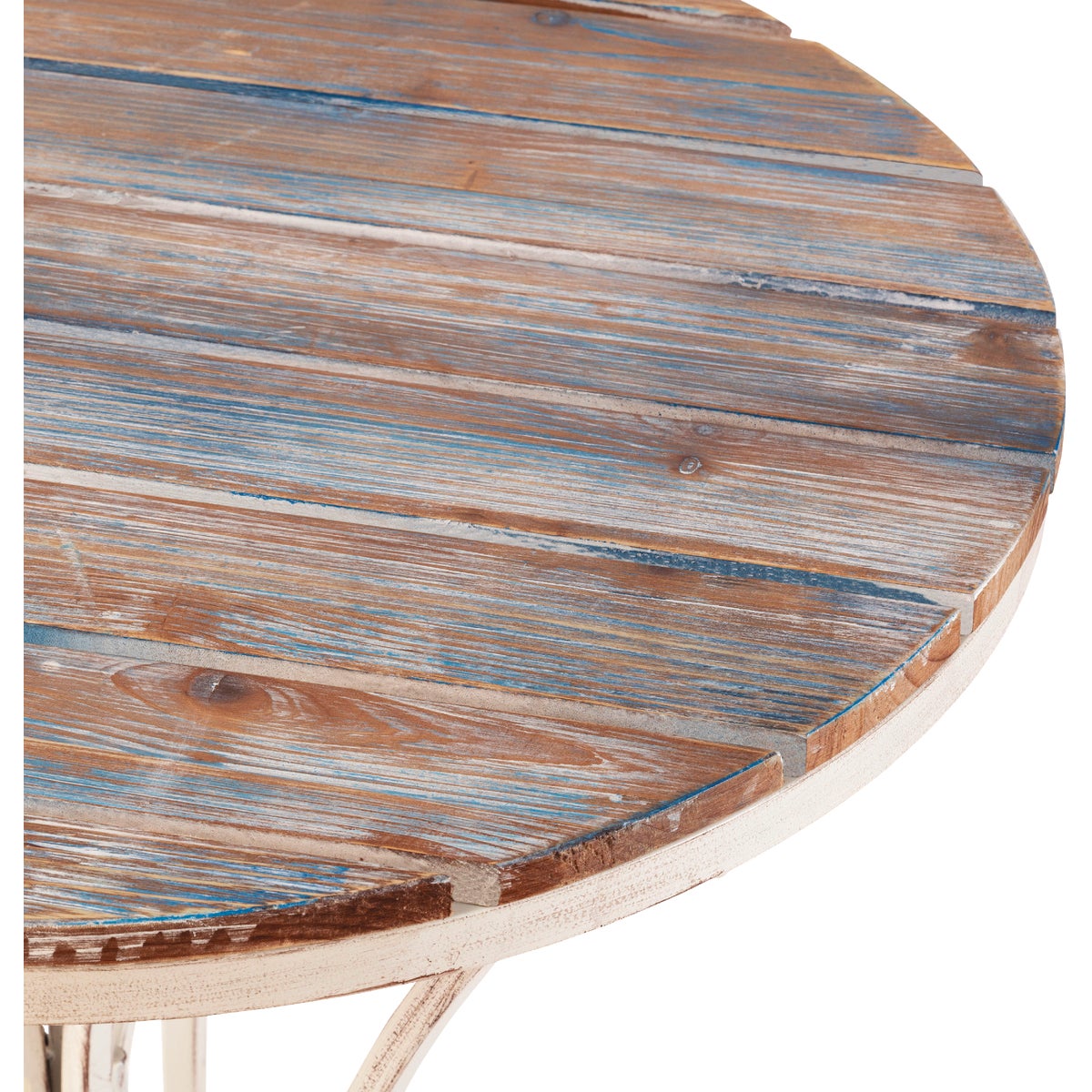 Alpine 3-Piece Weathered Wood Blue & White Bistro Set Image 7