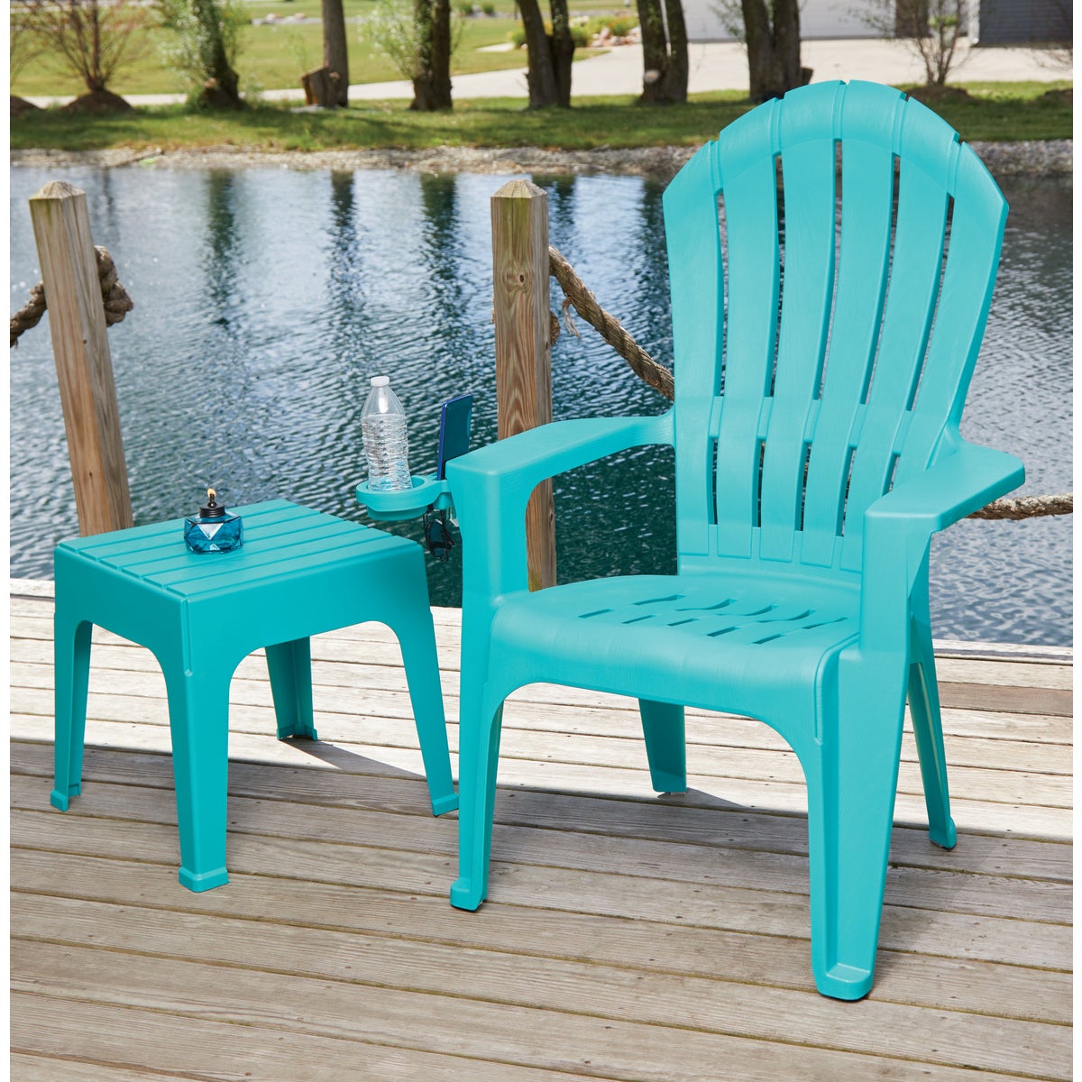 Adams Big Easy Teal 18.9 In. Square Resin Stackable Side Table Image 3