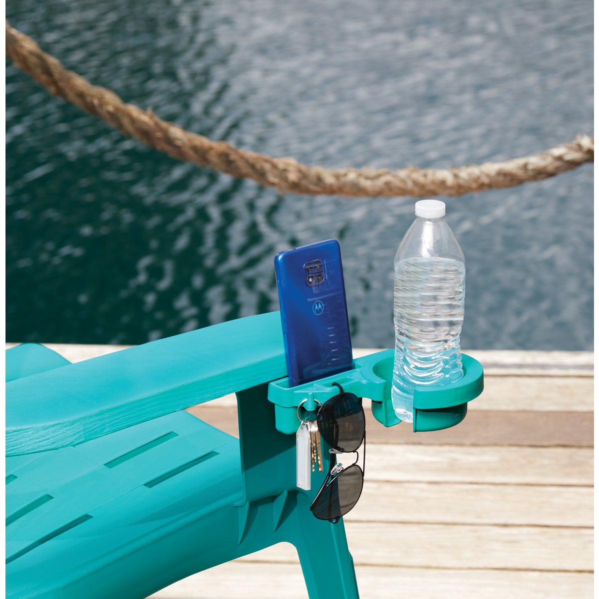 Adams Big Easy Teal 18.9 In. Square Resin Stackable Side Table Image 4