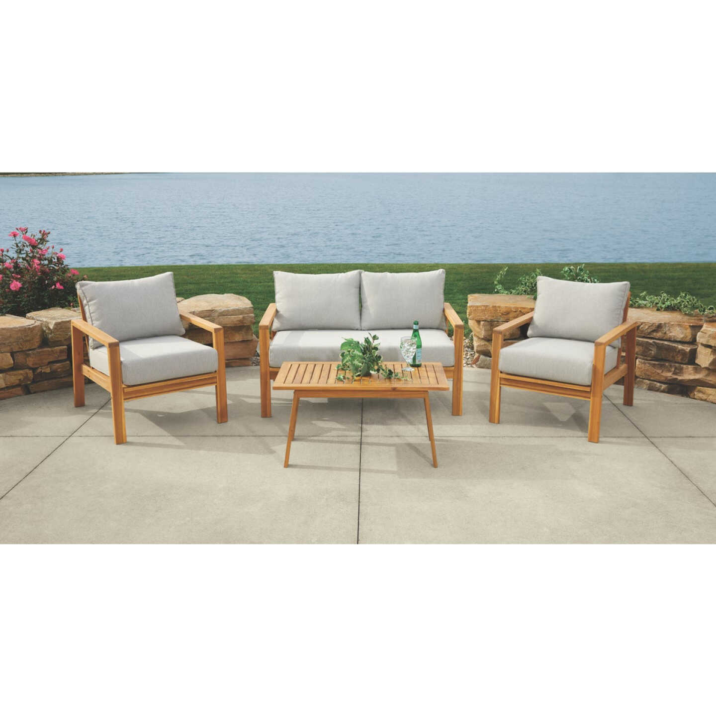 Outdoor Expressions Sutton 4-Piece Acacia Wood Chat Set Image 2