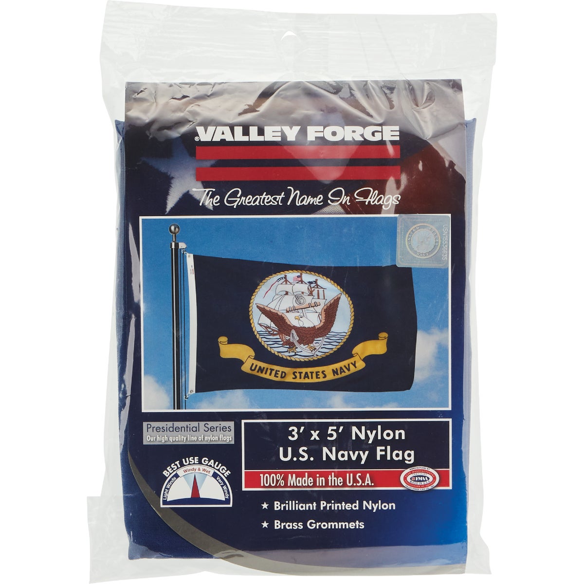 Valley Forge 3 Ft. x 5 Ft. Nylon Navy Military Flag