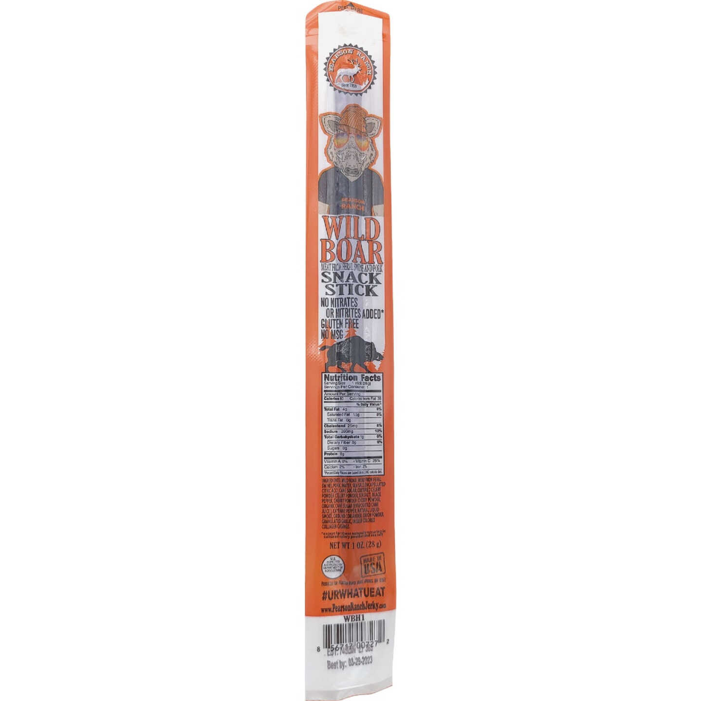 Pearson Ranch Jerky 1 Oz. Wild Boar Snack Stick Image 1