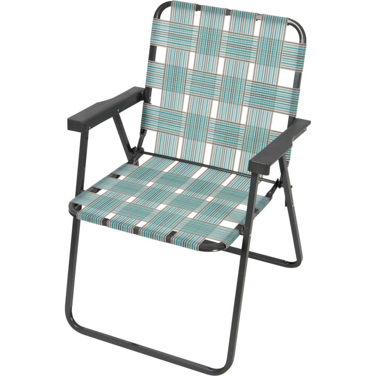 Rio Brands Teal & Gray Polyester Web Steel Frame Folding Chair Image 1
