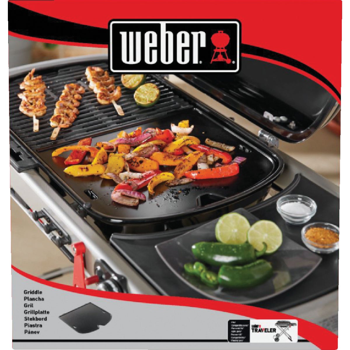 Weber Traveler 12.6 In. W. x 13.5 In. L. Porcelain Enamel Cast Iron Grill Griddle Image 2