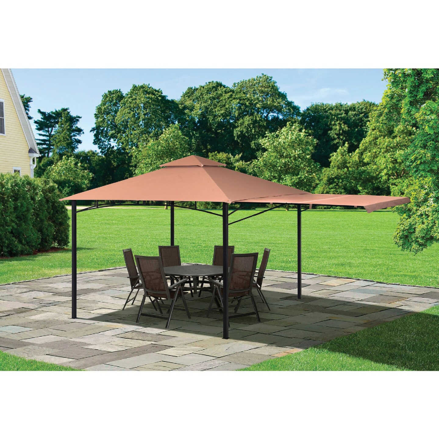 ShelterLogic Redwood 11 Ft. x 11 Ft. High-Quality Bronze Steel Gazebo Image 1