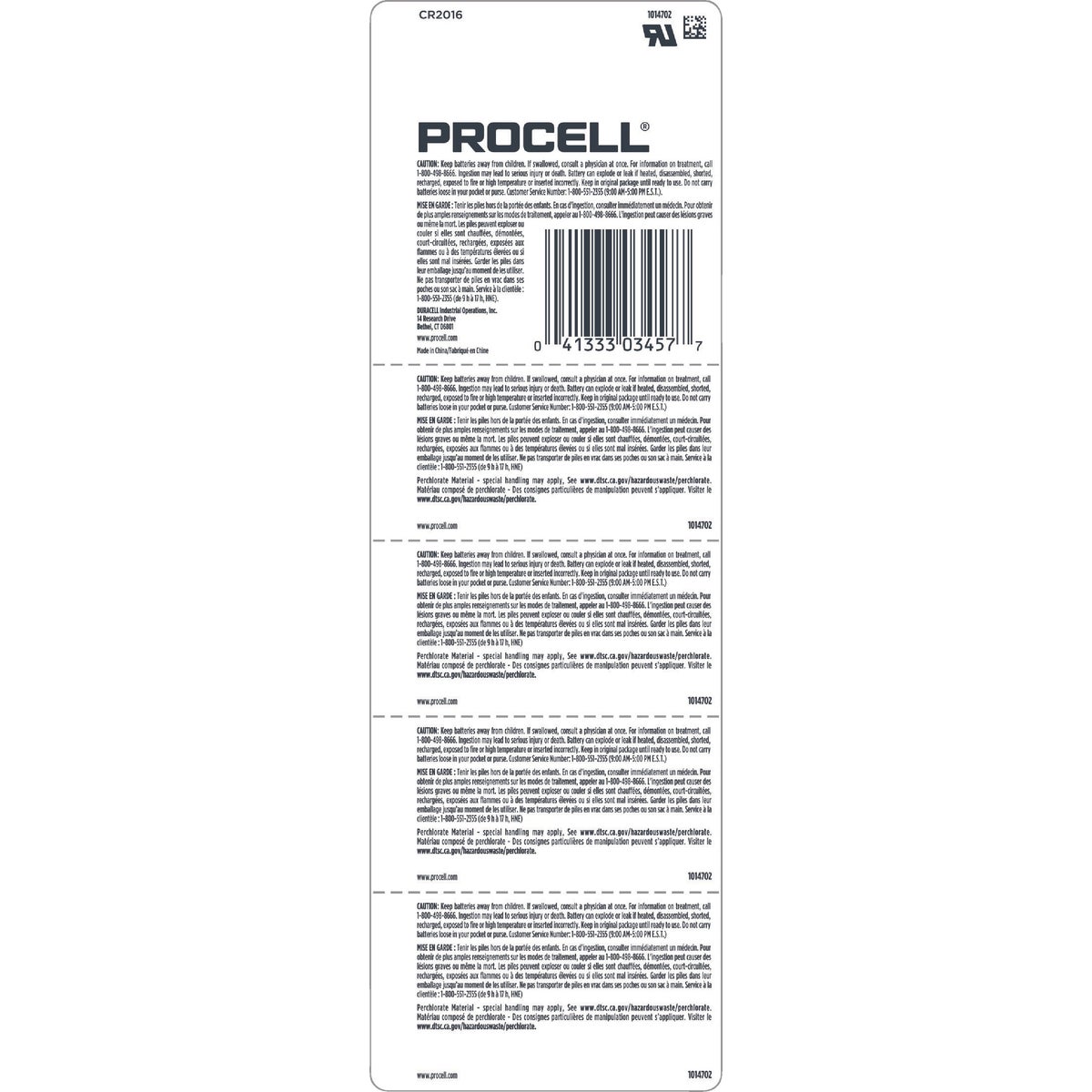 Procell 2016 Lithium 3.0V Coin Cell Battery (5-Pack) Image 3