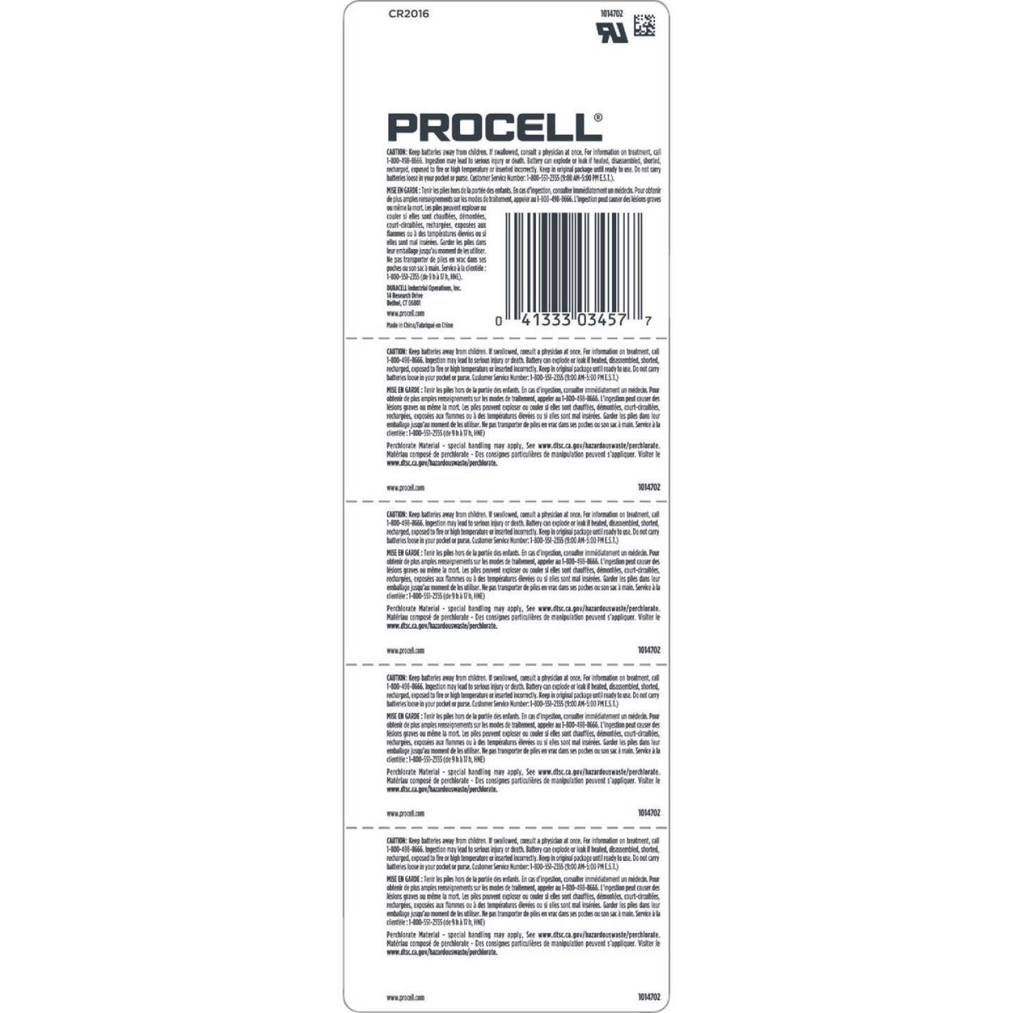 Procell 2016 Lithium 3.0V Coin Cell Battery (5-Pack) Image 3