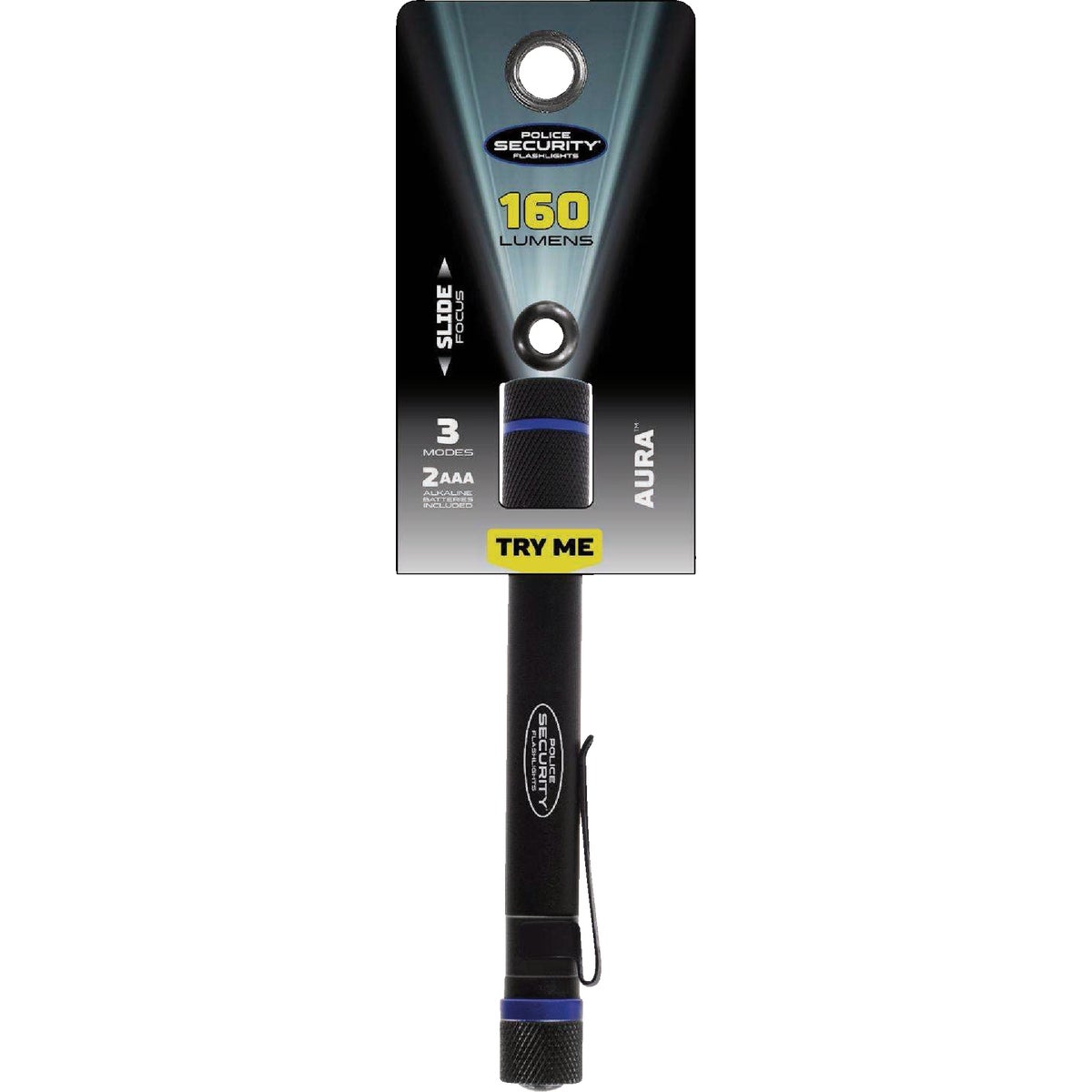 Police Security Aura 270 Lm. 2AAA Aluminum LED Penlight, Black Image 6