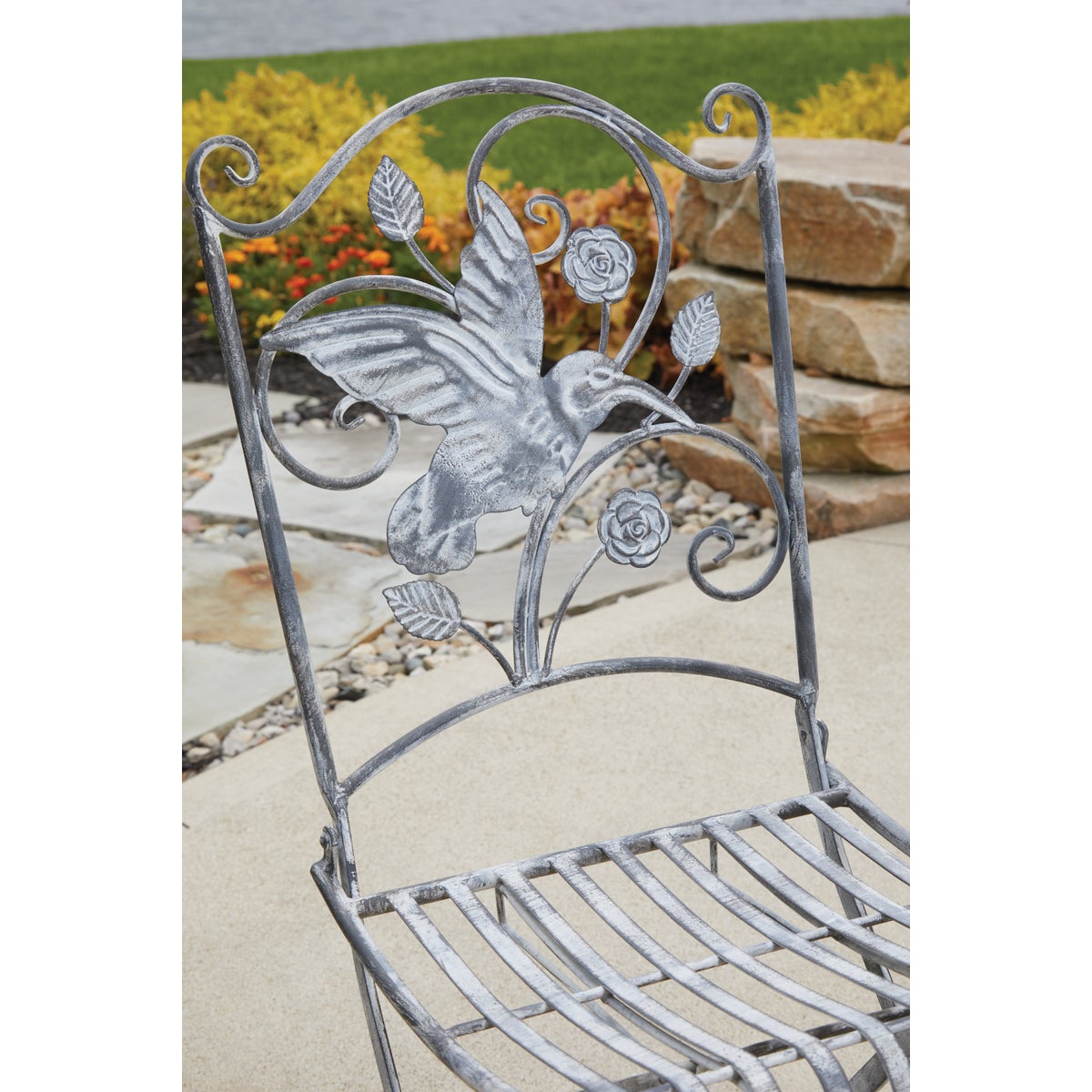 Alpine 3-Piece Hummingbird Foldable Floral Bistro Set Image 6