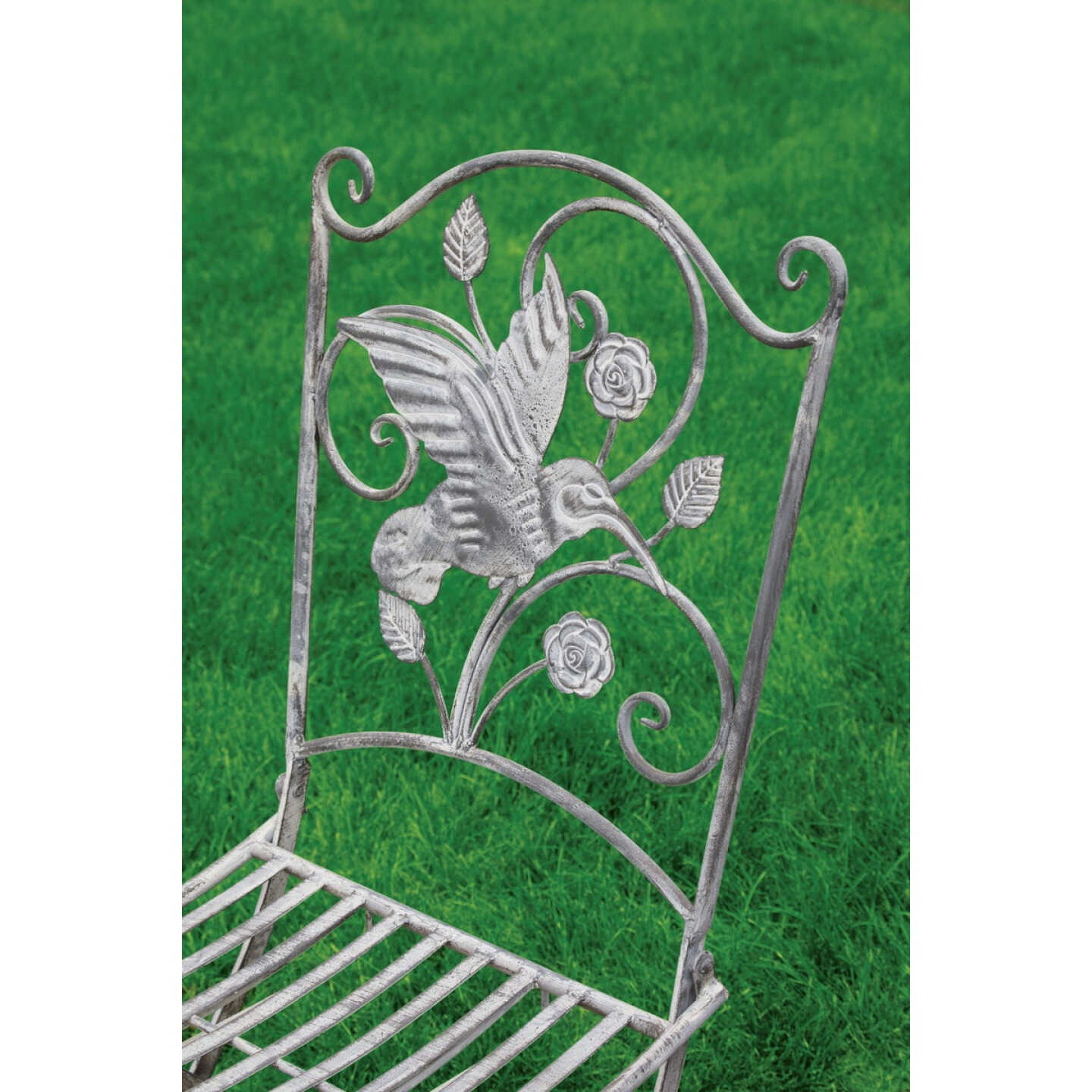 Alpine 3-Piece Hummingbird Foldable Floral Bistro Set Image 5