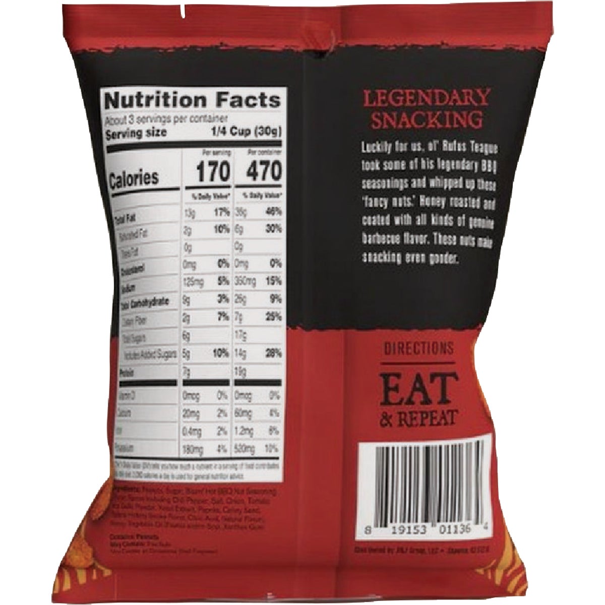 Rufus Teague 3 Oz. Hot BBQ Honey Roasted Peanuts Image 4