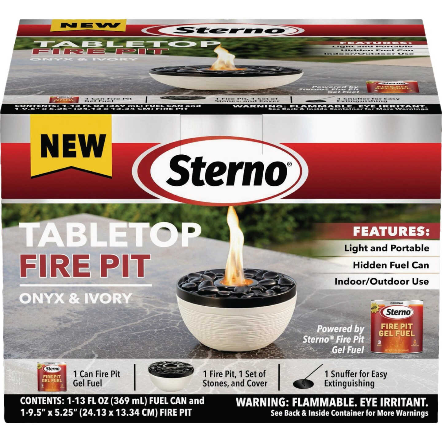 Sterno Medium Onyx and Ivory with Black Lid Tabletop Fire Pit Image 1