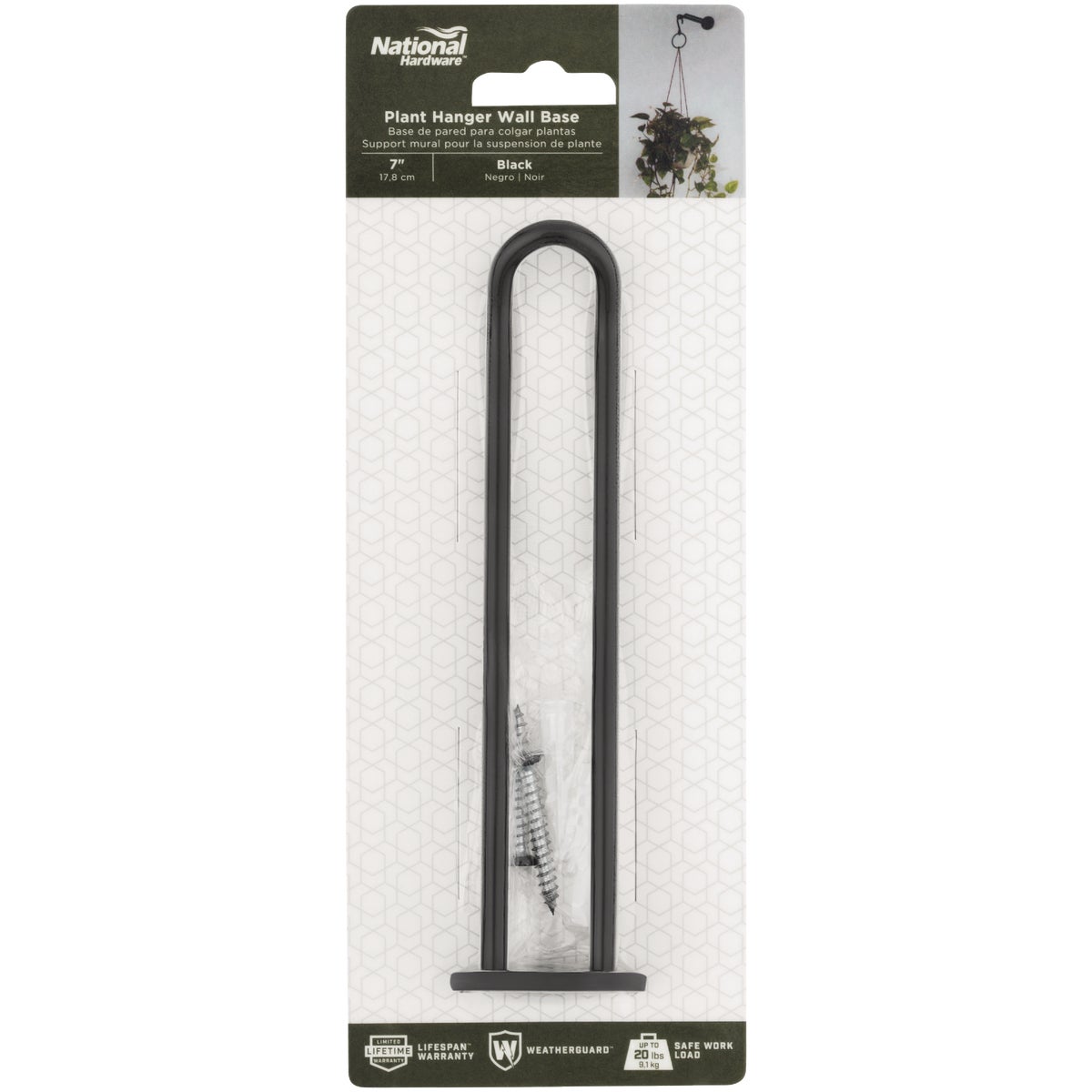 National Hardware 7 In. Black Steel Wall Base Plant Hanger Image 3