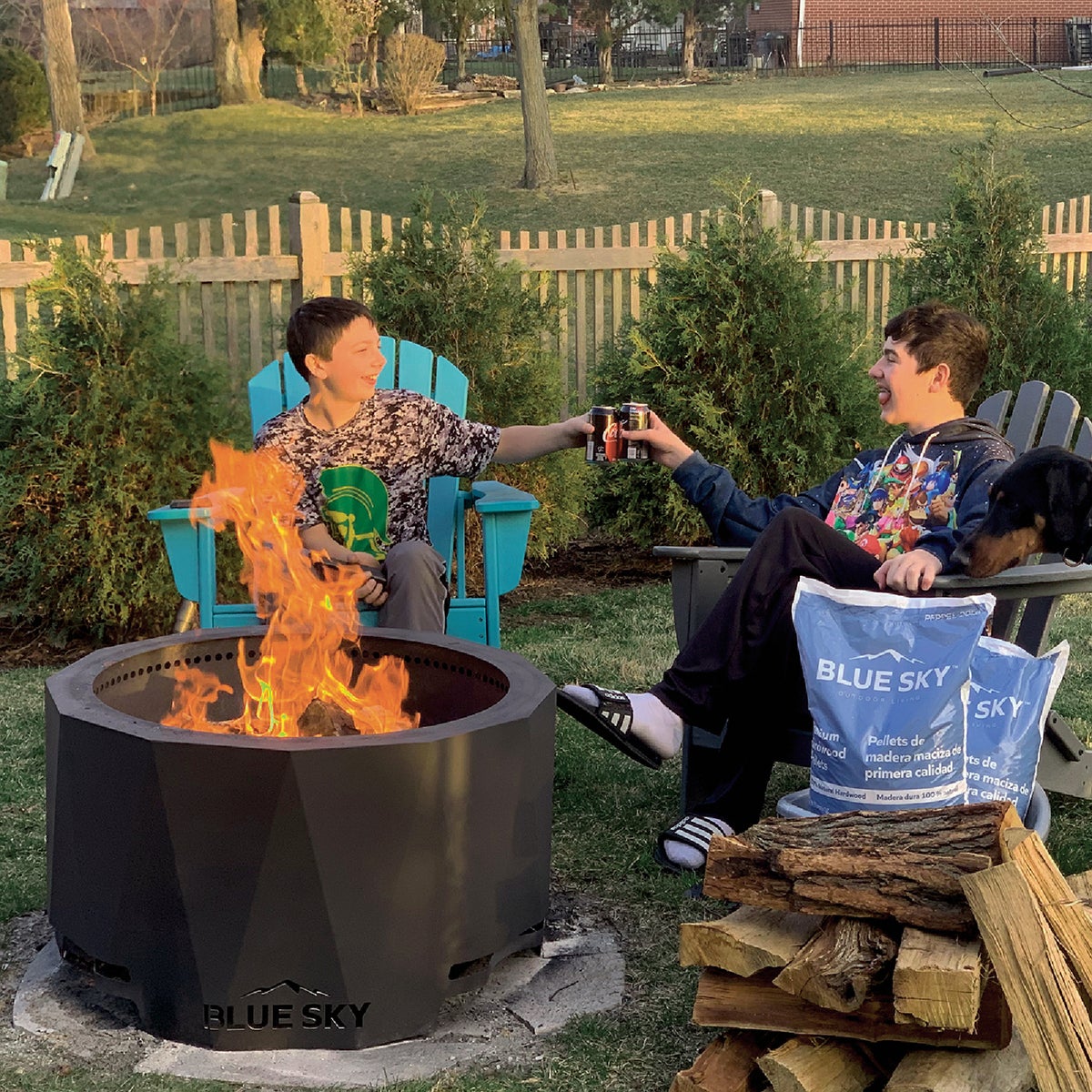 Blue Sky Mammoth 32 In. Round Steel Wood/Pellet High Efficiency Smokeless Fire Pit Image 3