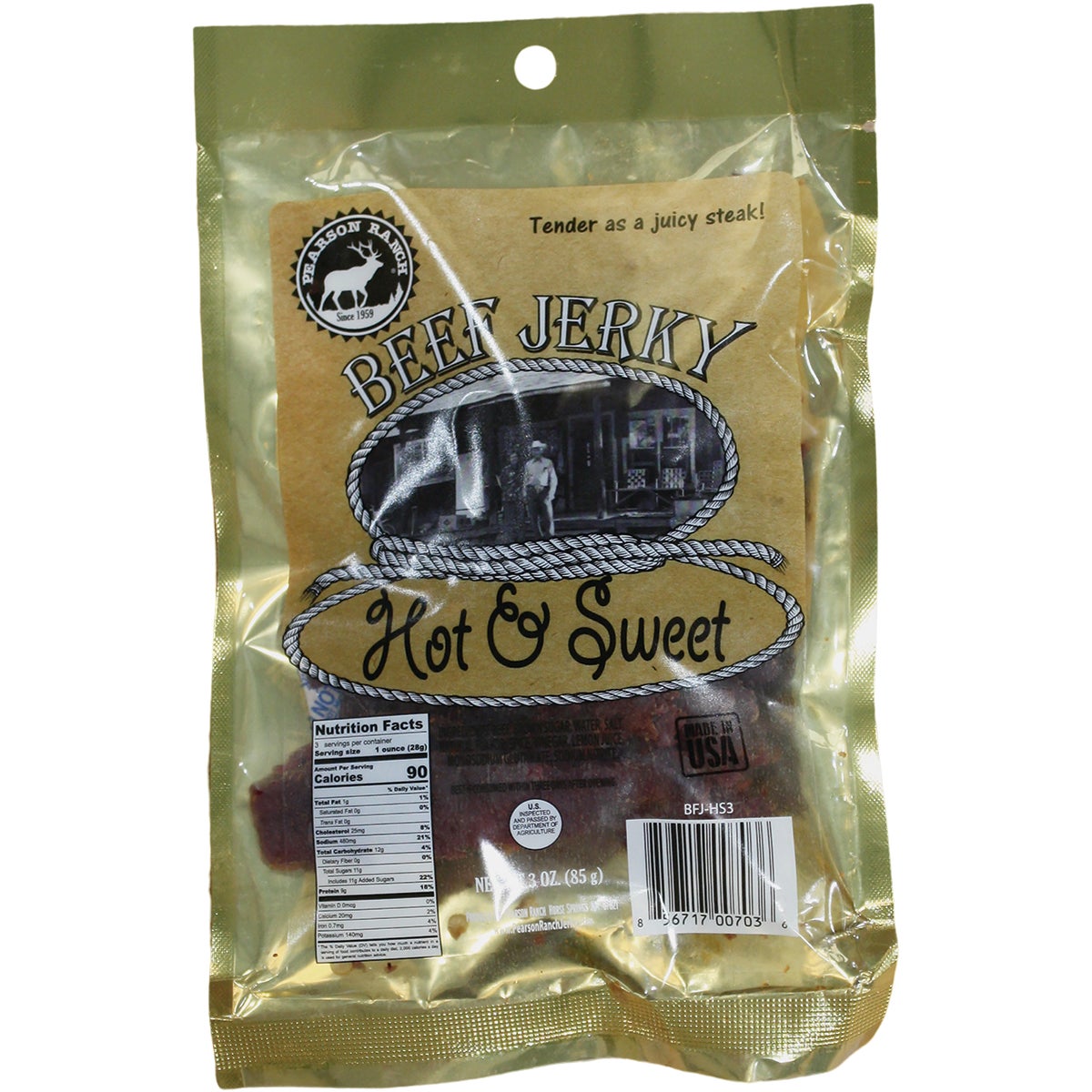 Pearson Ranch Jerky 3 Oz. Hot & Sweet Premium Whole Muscle Jerky Image 2