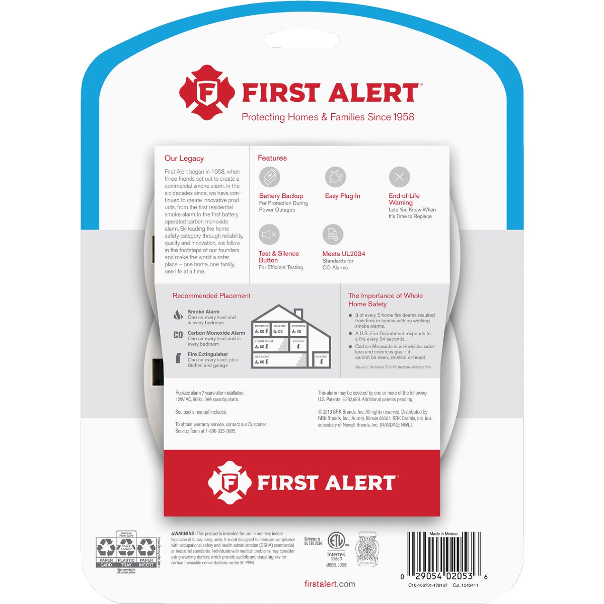 First Alert CO606 Plug-In 120V Electrochemical Carbon Monoxide Alarm with Battery Backup (2-Pack) Image 2