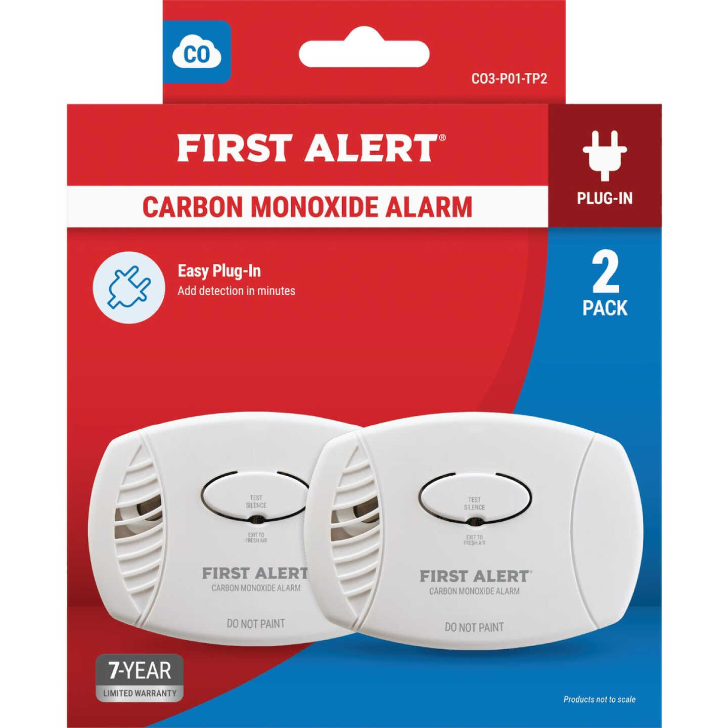 First Alert CO606 Plug-In 120V Electrochemical Carbon Monoxide Alarm with Battery Backup (2-Pack) Image 1