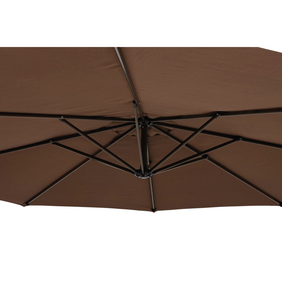 10 Ft. Round Steel Offset Brown Patio Umbrella - PFAS Free Image 6
