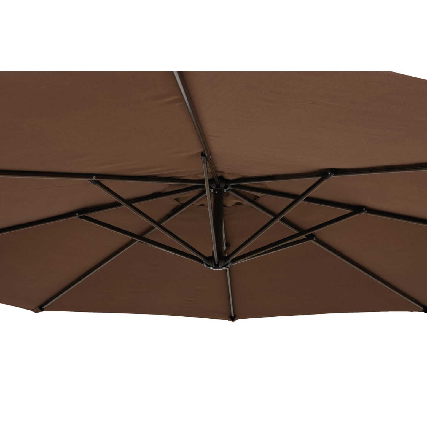 10 Ft. Round Steel Offset Brown Patio Umbrella - PFAS Free Image 6