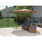 10 Ft. Round Steel Offset Brown Patio Umbrella - PFAS Free Image 2