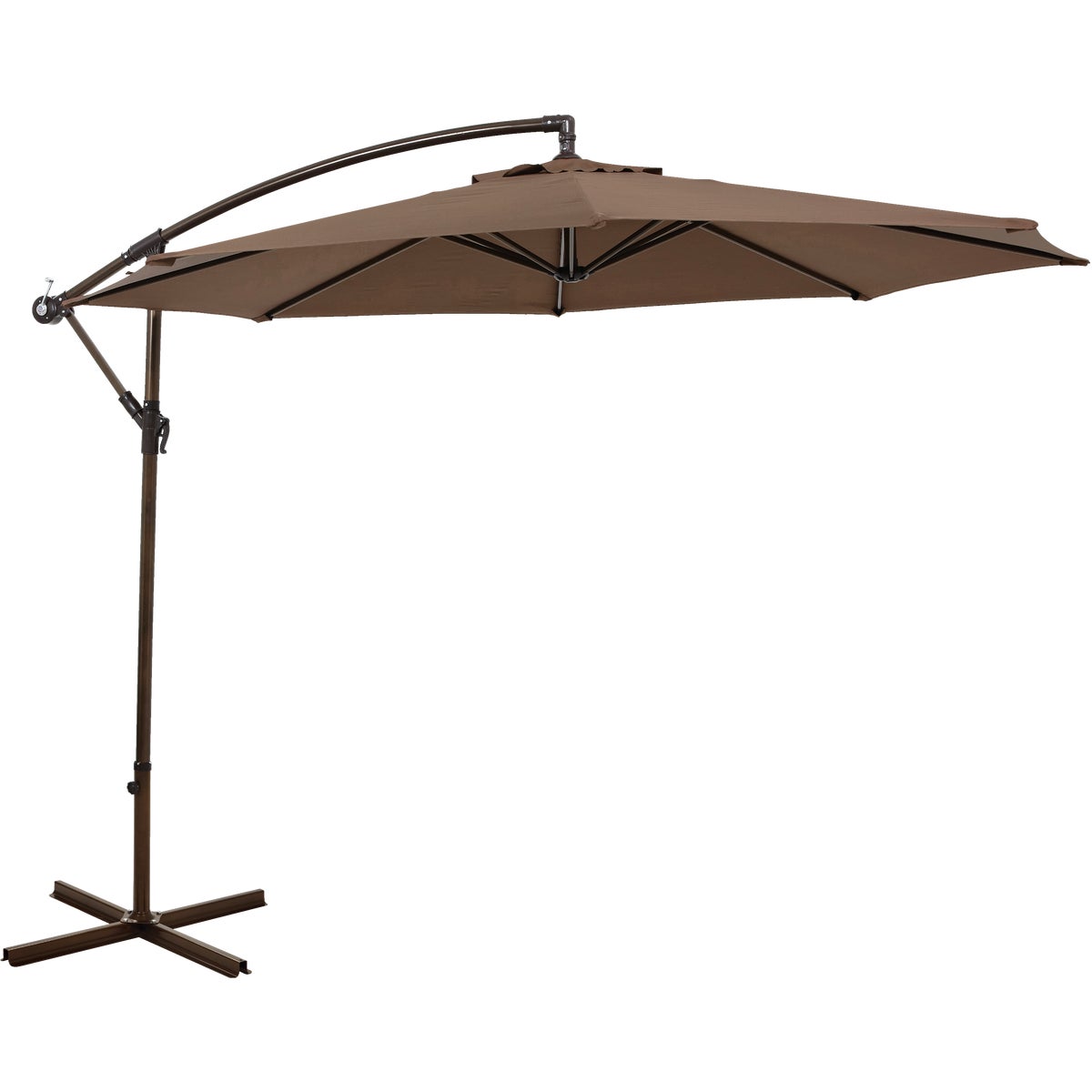 10 Ft. Round Steel Offset Brown Patio Umbrella - PFAS Free