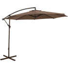 10 Ft. Round Steel Offset Brown Patio Umbrella - PFAS Free Image 1
