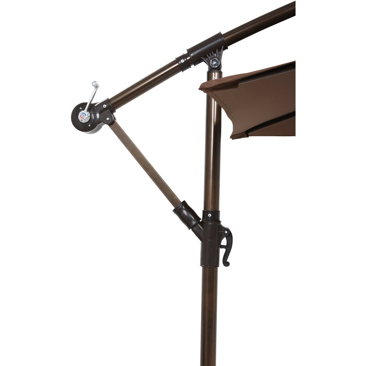 10 Ft. Round Steel Offset Brown Patio Umbrella - PFAS Free Image 7