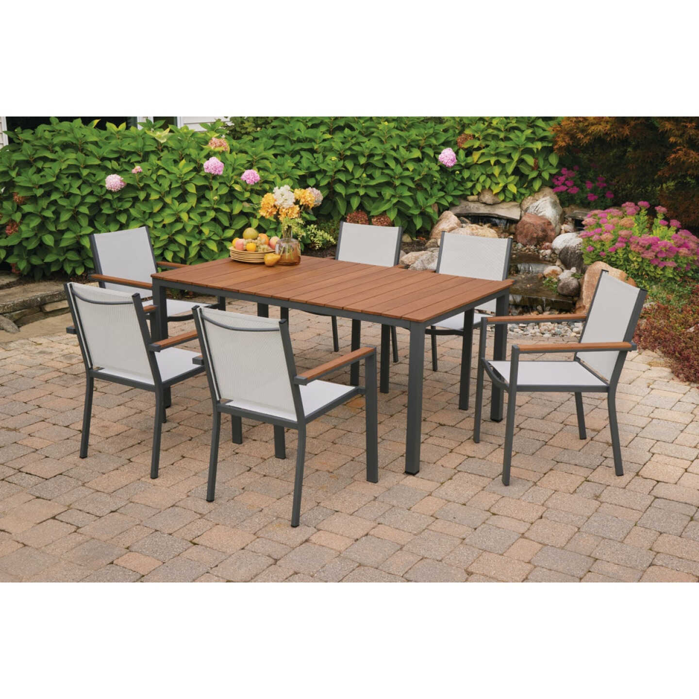 Outdoor Expressions Beige Grove 7-Piece Bamboo Top Patio Dining Set Image 3