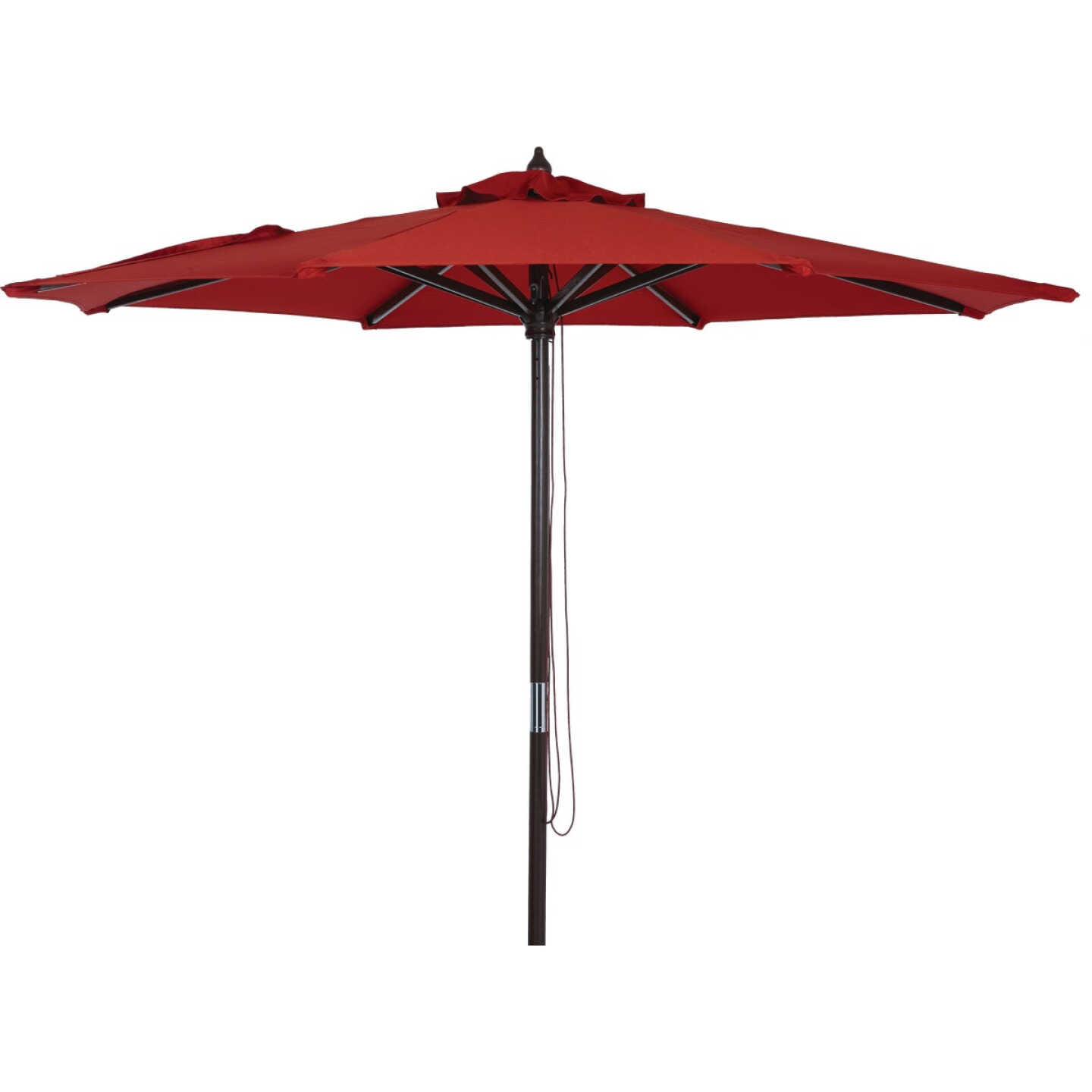 9 Ft. Pulley Crimson Red Market Patio Umbrella with Chrome Plated Hardware - PFAS Free Image 1
