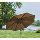 9 Ft. Aluminum Tilt/Crank Brown Patio Umbrella - PFAS Free Image 3