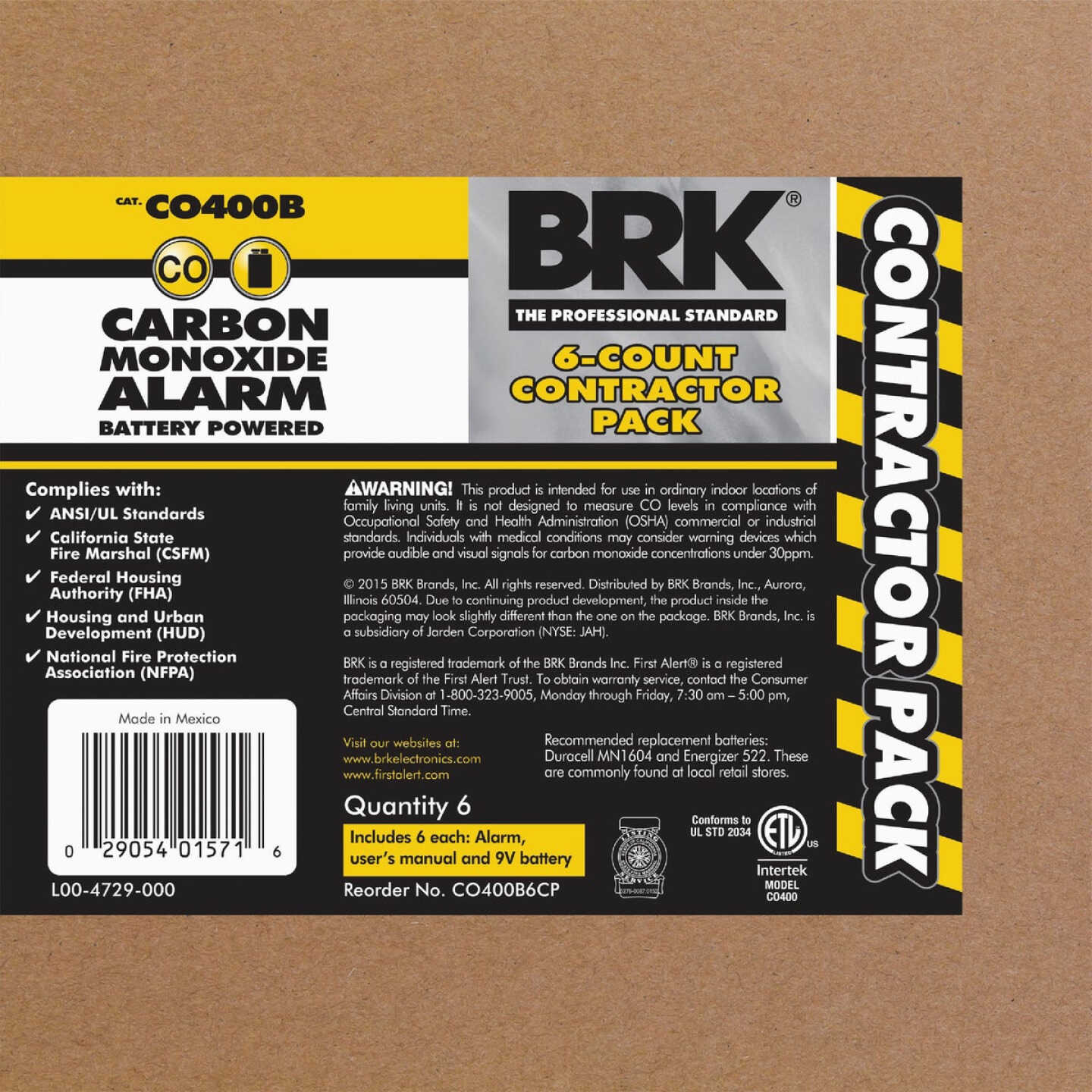 First Alert CO400 Battery Operated 9V Electrochemical Carbon Monoxide Alarm (6-Pack) Image 2