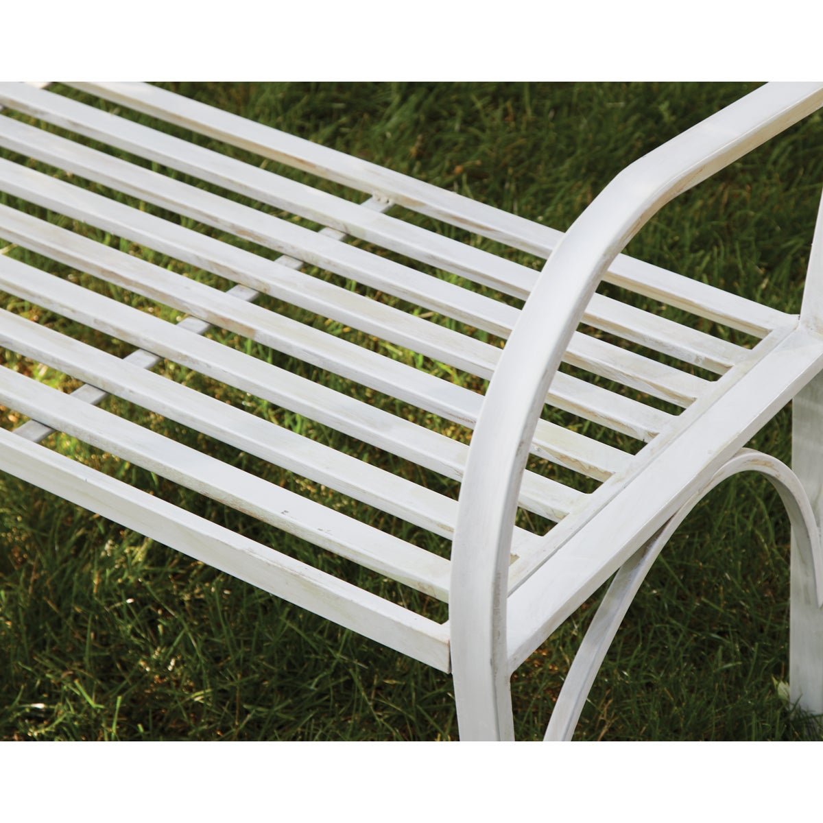 Alpine 43 In. L. White Metal Classic Garden Bench Image 3